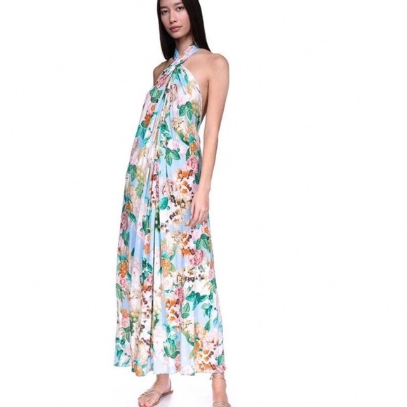 Cara Cara Dresses & Skirts - Cara Cara Dress Marion Blue Floral Maxi Twist Halter Neck Backless Open Back XL